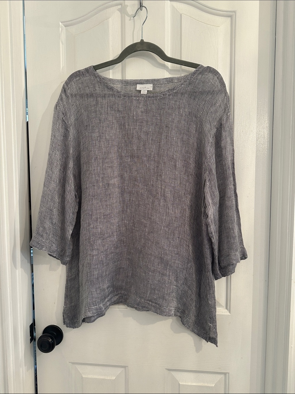 Women's Relaxed Boatneck Linen Tunic — Gray